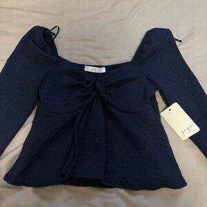 Gaze Midnight Blue Ruched Blouse